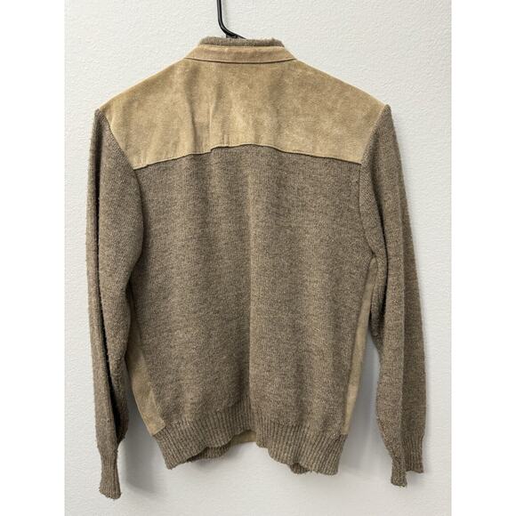 Men's Vintage 80s Anthony Foxx Tan Suede Leather Zip Up Knit Hybrid Jacket Sz L - Picture 2 of 6